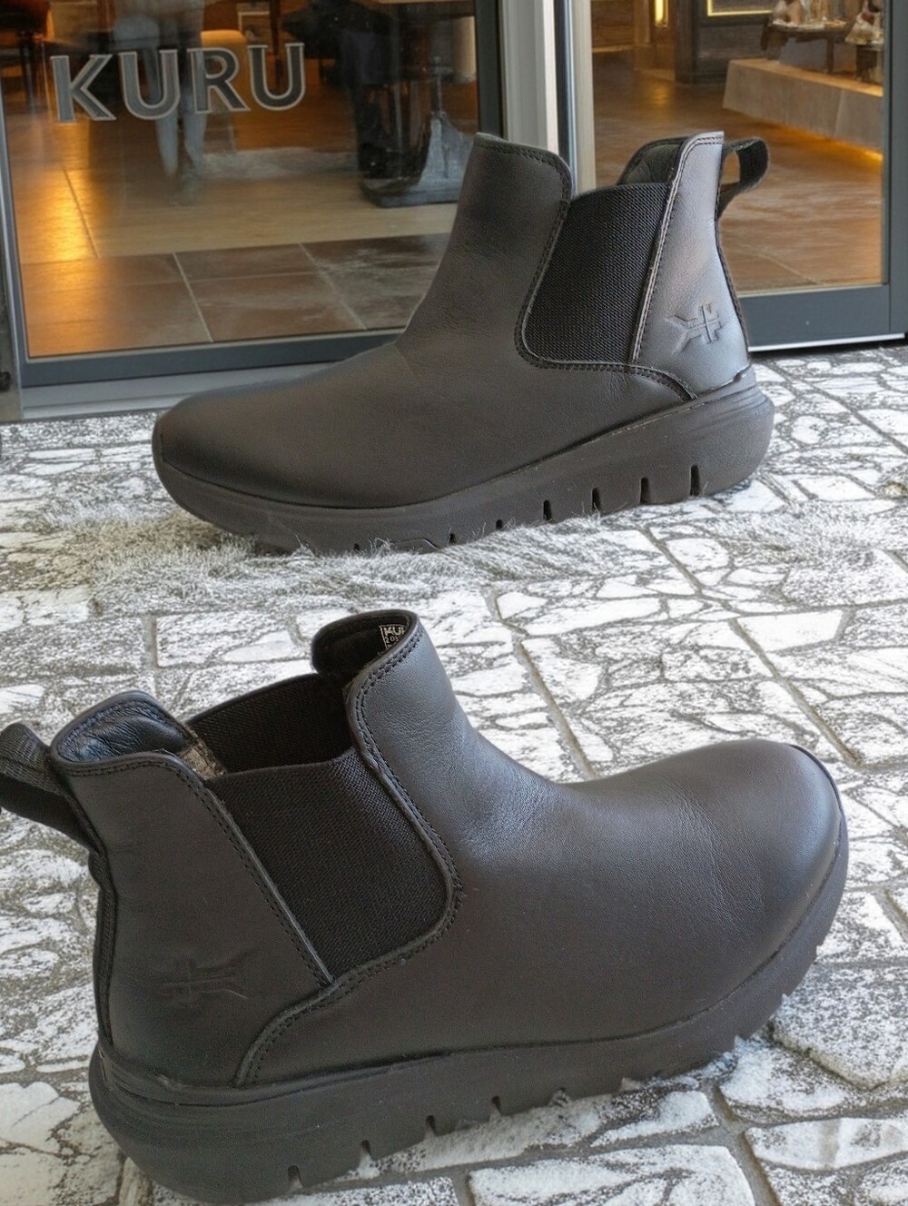 KURU Flex Astra Black Leather Ankle Boots with Plantar Fascitis Arch Support 9